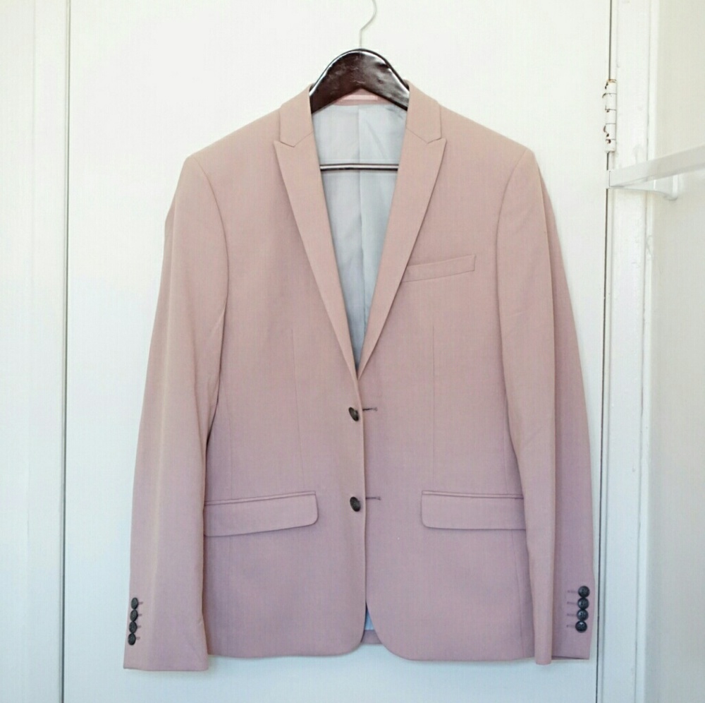 River Island skinny suit jacket in pink